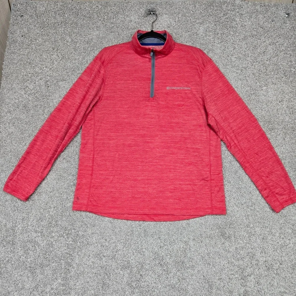 Vineyard Vines On The Go Sankaty red L/S Performance Quarter Zip Mens Medium